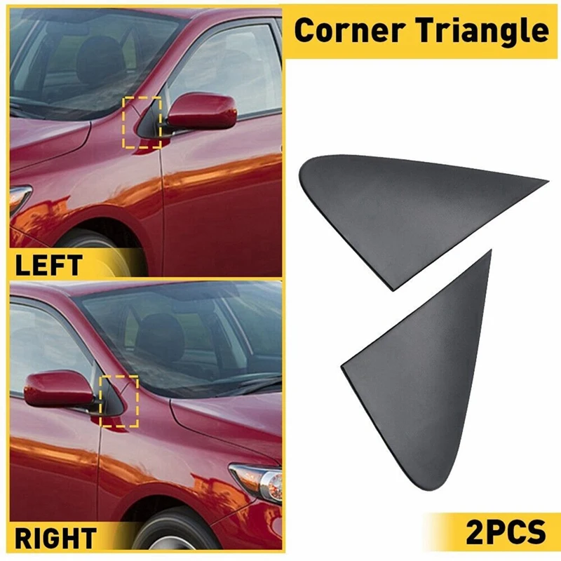 Placa triangular de pilar delantero para Toyota Corolla 08-13, cubierta embellecedora de esquina de espejo retrovisor de puerta, 60118-12010, 60117-12010, 1 par