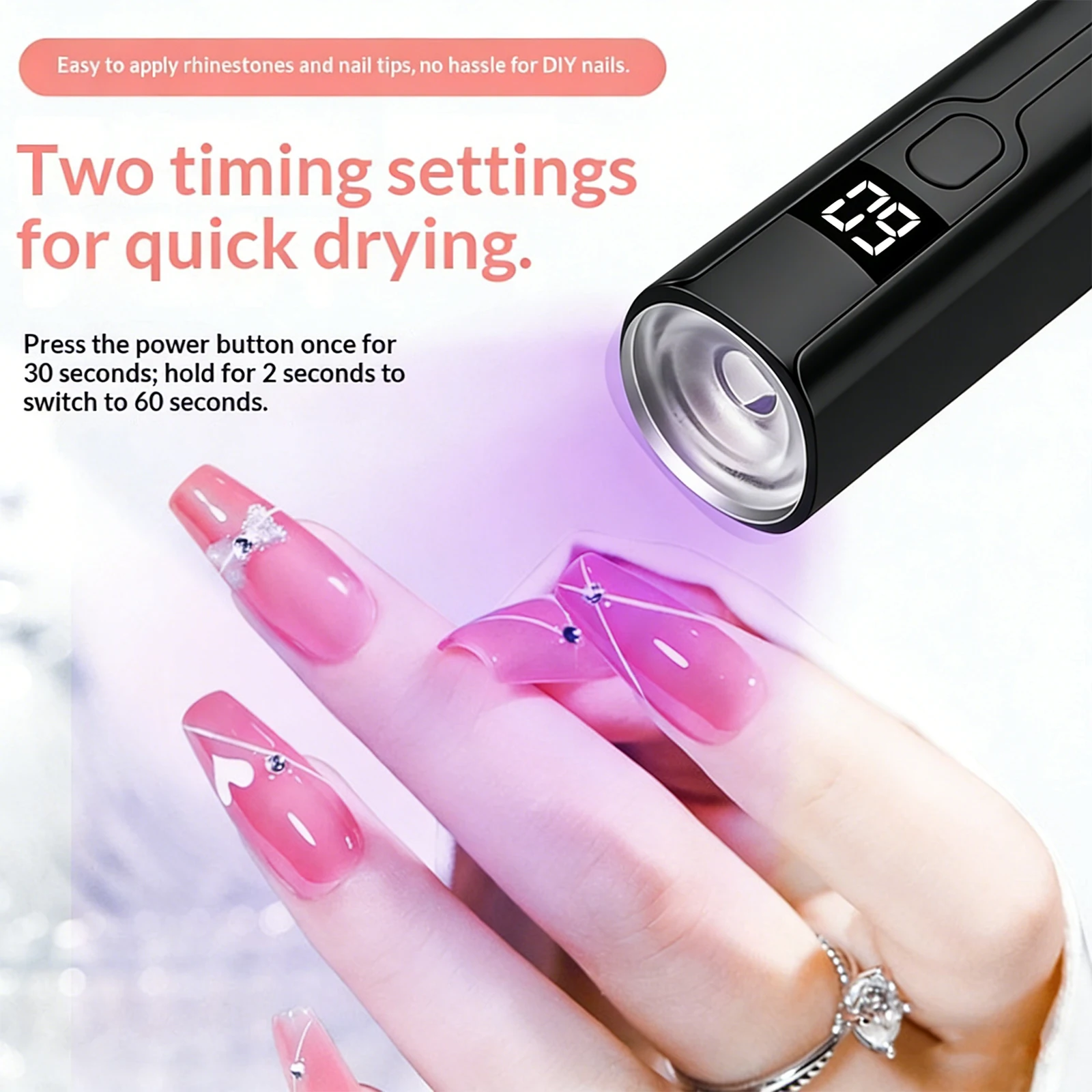 Cordless  Nail Lamps with LCD Display LED Nail Flash Cure Lamp Rechargeable for Women Gel Polish Home DIY Salon Manicure view 3