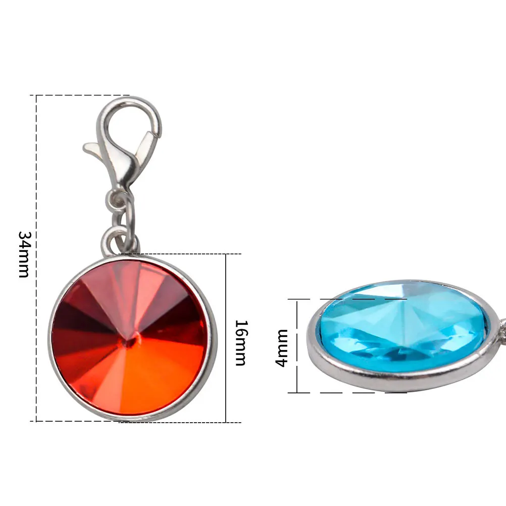 

20 pcs Alloy Crystal Pendant Diy Birthstone Charms Colorful Lobster Buckle Hanging For Necklace Bracelet Keychain Jewelry Making