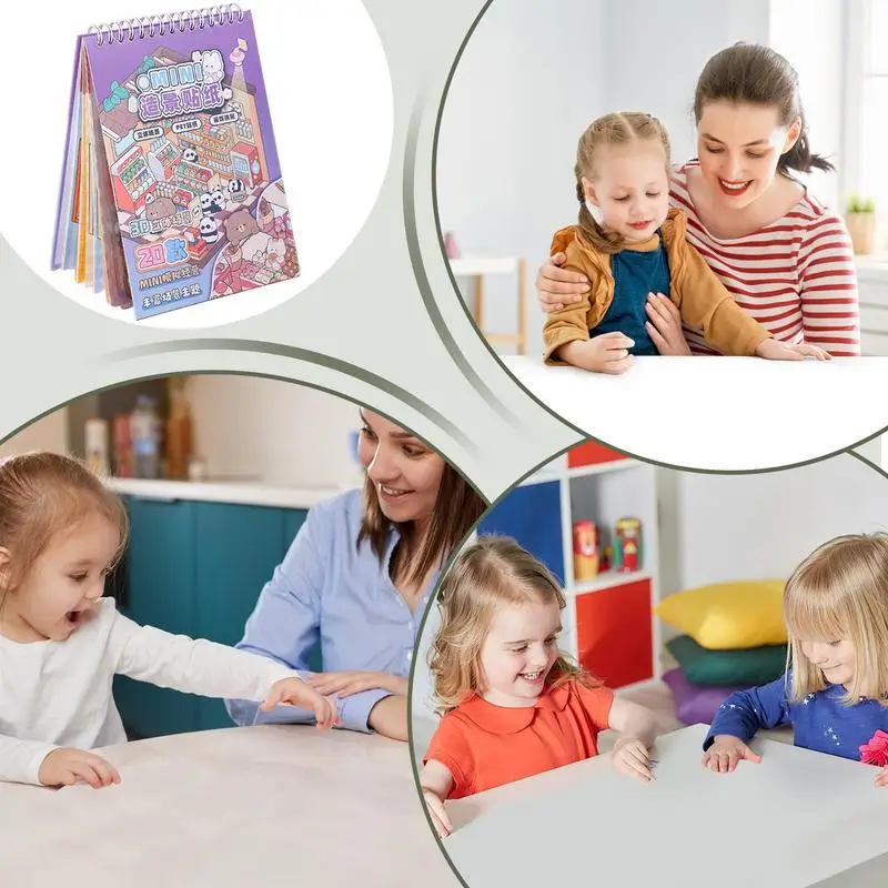 3D สติกเกอร์ฉากสําหรับเด็ก Miniature House ฉากสติกเกอร์ Journaling กระดาษหัตถกรรมความงามอุปกรณ์สําหรับเด็กบรรเทาความเครียด Pass