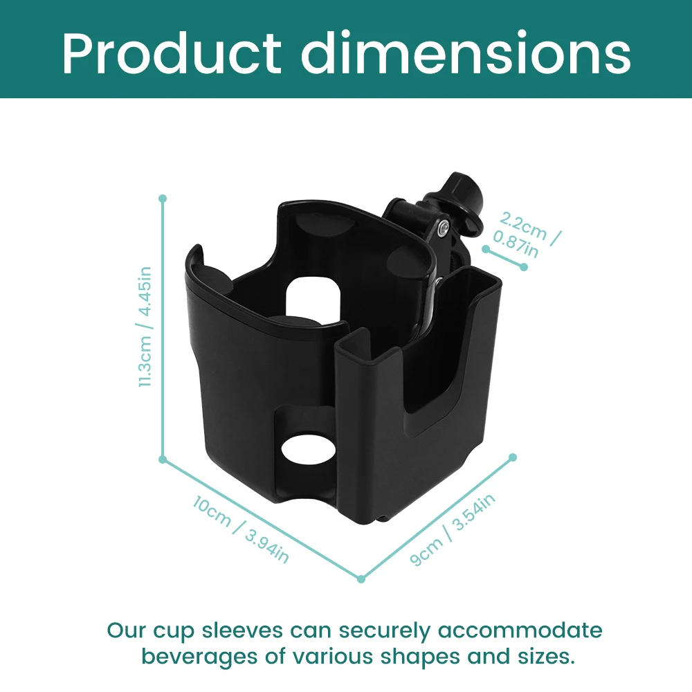 Stroller Cup Holder with Phone Holder, Bike Cup Holder, Universal Cup Holder for Baby Strollers, 360° Rotatable Strong Clip,