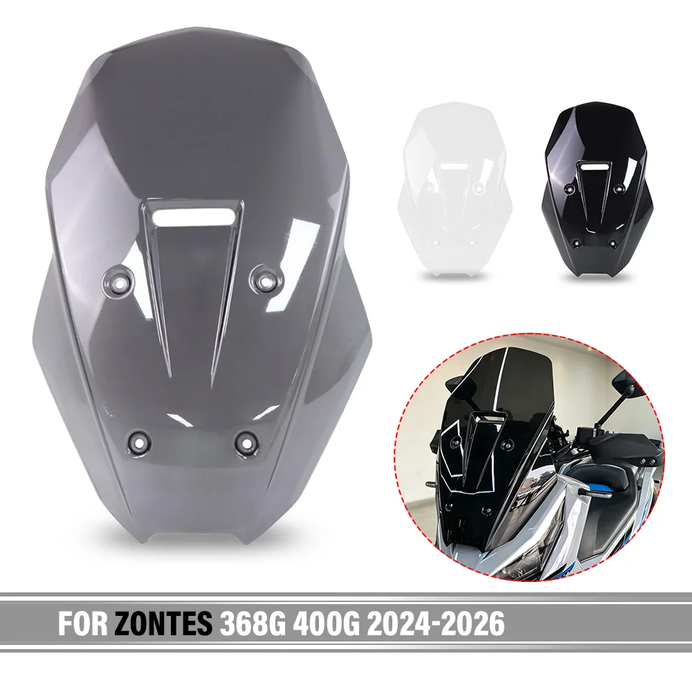 For ZONTES 368G 368-G 368 G 400G 2024-2026 Motorcycle Windshield Heightened Windscreen Wind Deflector Front Fairing Screen Guard