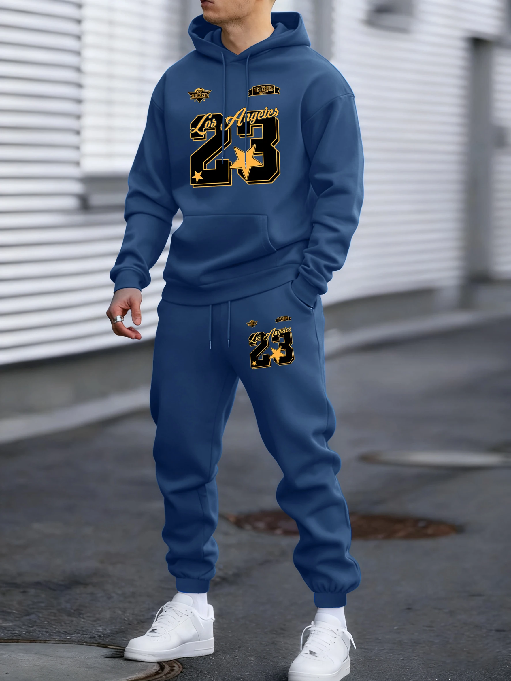 California Los Angeles Number 23 Print Autumn Winter Man Hoody Long Pants Set Fleece Jogging Sweatpant Basic Casual Sweatshirts - view 3