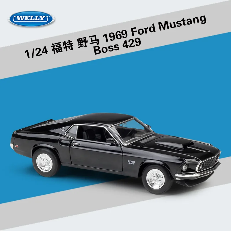 

WELLY 1:24 1969 Ford Mustang 429 Cobra Jet — литая под давлением модель автомобилей из сплава Muscle Car Legend, официальный лицензированный классический американский автомобиль