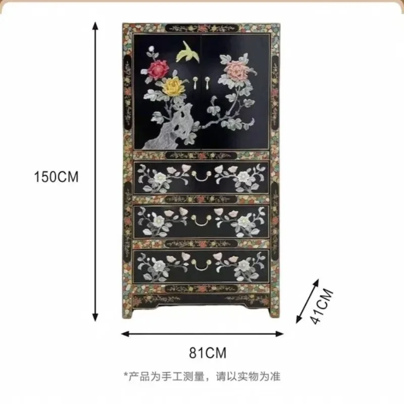 Chinese-style traditional style gold-painted hand-painted entryway cabinet, dresser cabinet, storage cabinet, storage cabinet