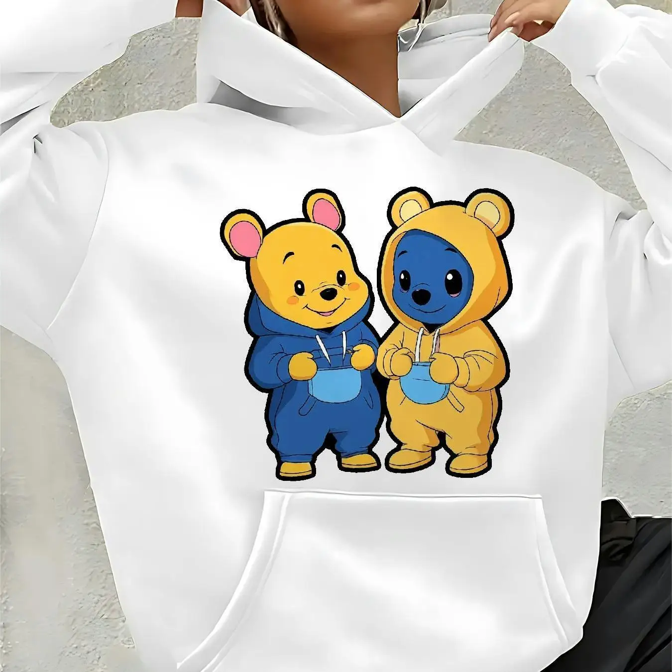

Disney Winnie The Pooh Hoodies Fashion Oversized Unisex Hoodies Sweatshirts Autumn and Winter Fleece Casual Versatile Streetwear