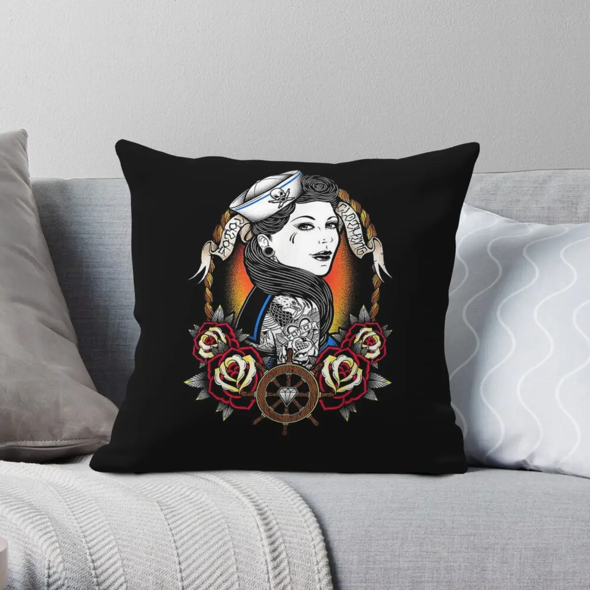 Pirates Sailor Square Pillowcase Polyester Linen Velvet Creative Decorative Throw Pillow Case Sofa Seater Cushion Cover 45x45