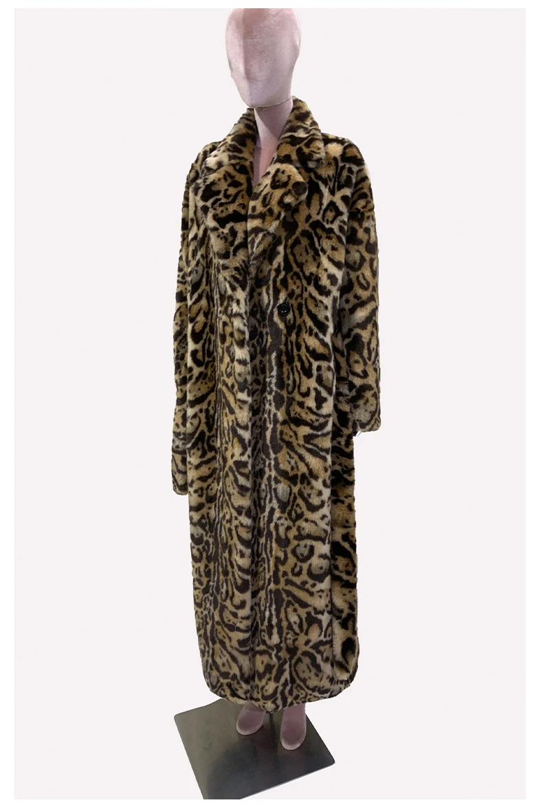 Mauroicardi Winter Maxi Colorful Multicolored Thick Warm Leopard Print Faux Fur Coat Women Sashes Baggy Chic Furry Overcoat 2024
