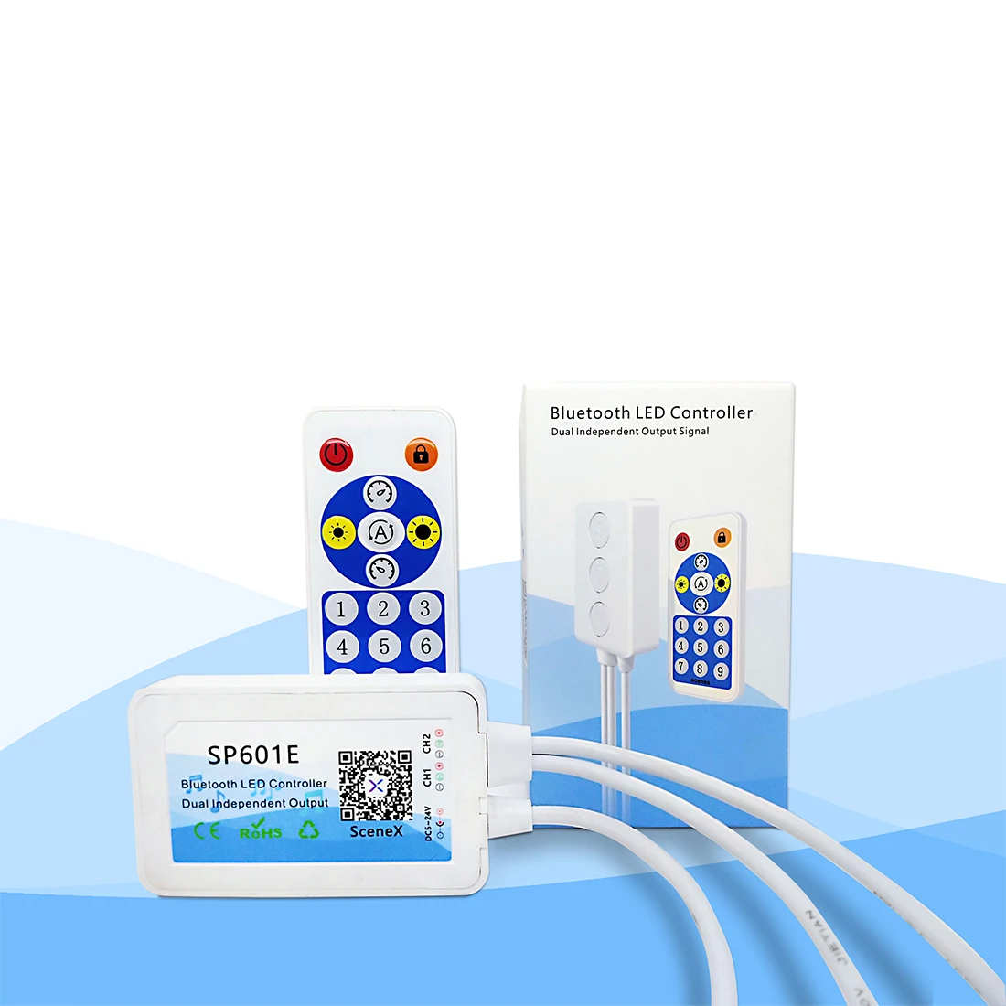WS2812B WS2811 1903 المدمج في هيئة التصنيع العسكري الموسيقى SP601E وحدة تحكم بلوتوث مع منافذ إخراج إشارة مزدوجة لوحدة LED بكسل قطاع ضوء