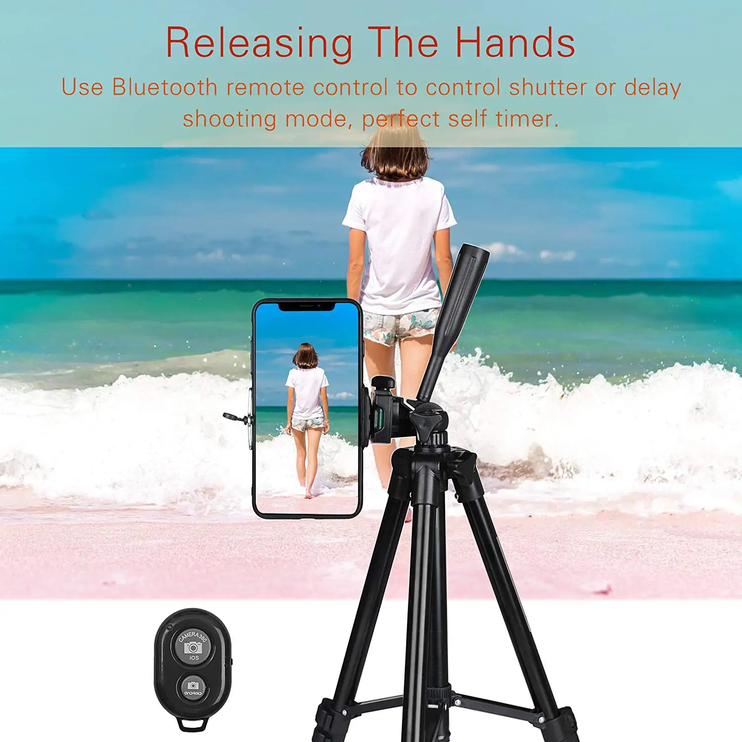 NA-3120 Phone Tripod Stand 40inch Universal Photography for Gopro iPhone Samsung Xiaomi Huawei iPhone Aluminum Travel Tripode