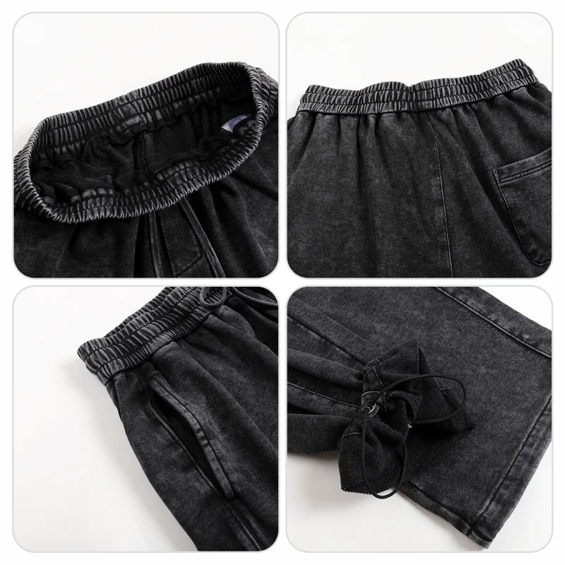Custom pants free print logo images vintage wash cotton oversize old design sweatpants cultural men women Casual long pants