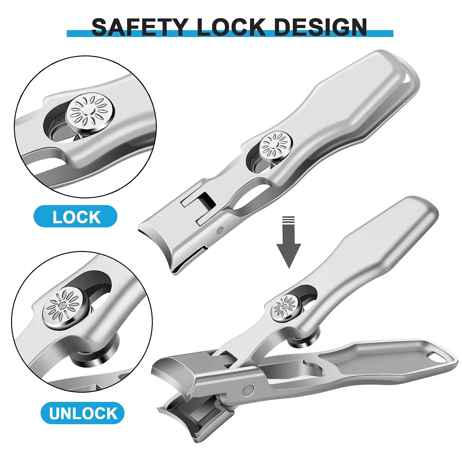 3pcs Modern Stainless Steel Fingernail Clippers with Concave Blade, Heavy-Duty Nail Clipper with Curved Design, Large Wide Jaw O