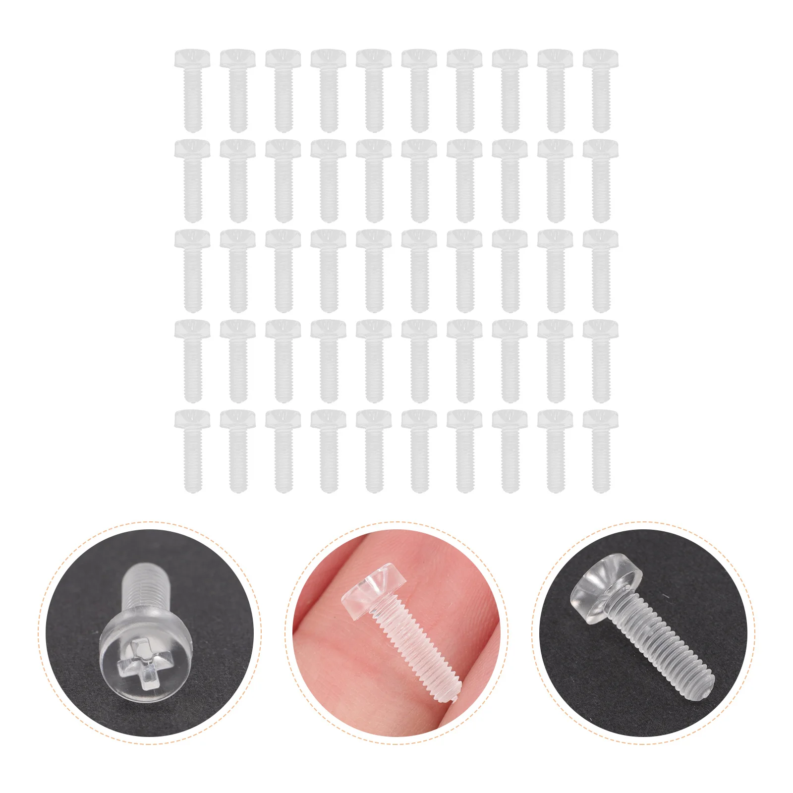

50Pcs Plastic Screws Round Head Cross Transparent Cabinet Screws DIY Furniture Fixing Small Plastic Bolts Insulation Corrosion