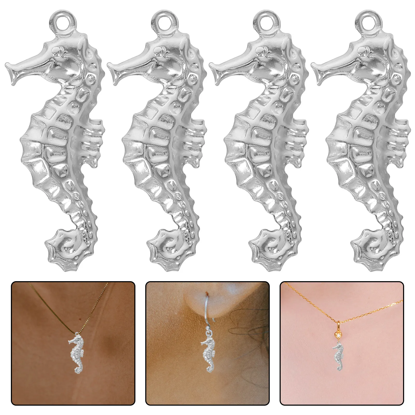 

50 шт. подвесок из нержавеющей стали в виде морских коньков для рукоделия, ожерелий, браслетов, украшений в пляжном стиле, для самостоятельного изготовления ювелирных изделий