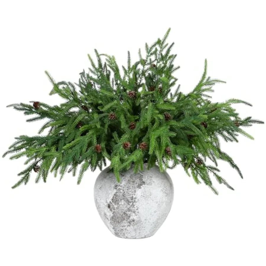 

Xmas Norfolk Pine Branches with Pine Cones Norfolk Pine Artificial Xmas Branches for Xmas Indoor Outdoor Home Decor Pcs