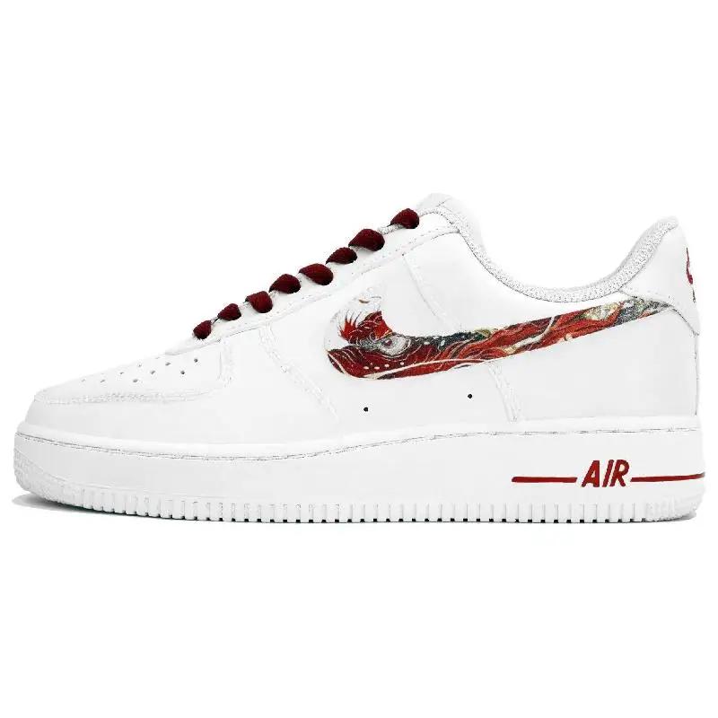 

[Нестандартные туфли для скейтбординга The dragon roars and the tiger roars] Nike Air Force 1, женские низкие красные туфли