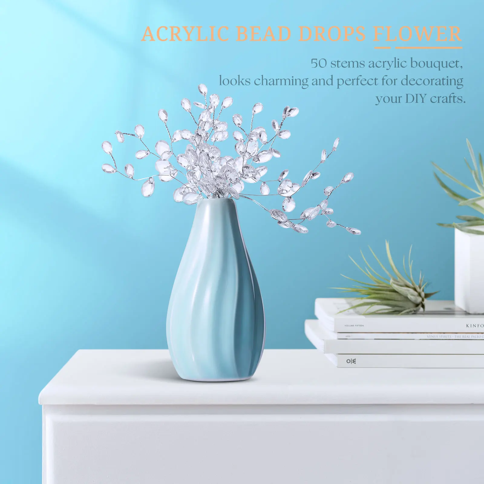 

DIY Decorative Flowers Artificial Bouquet Filler Floral Stems for Crafts Acrylic Beads Wedding Supplies Decorate