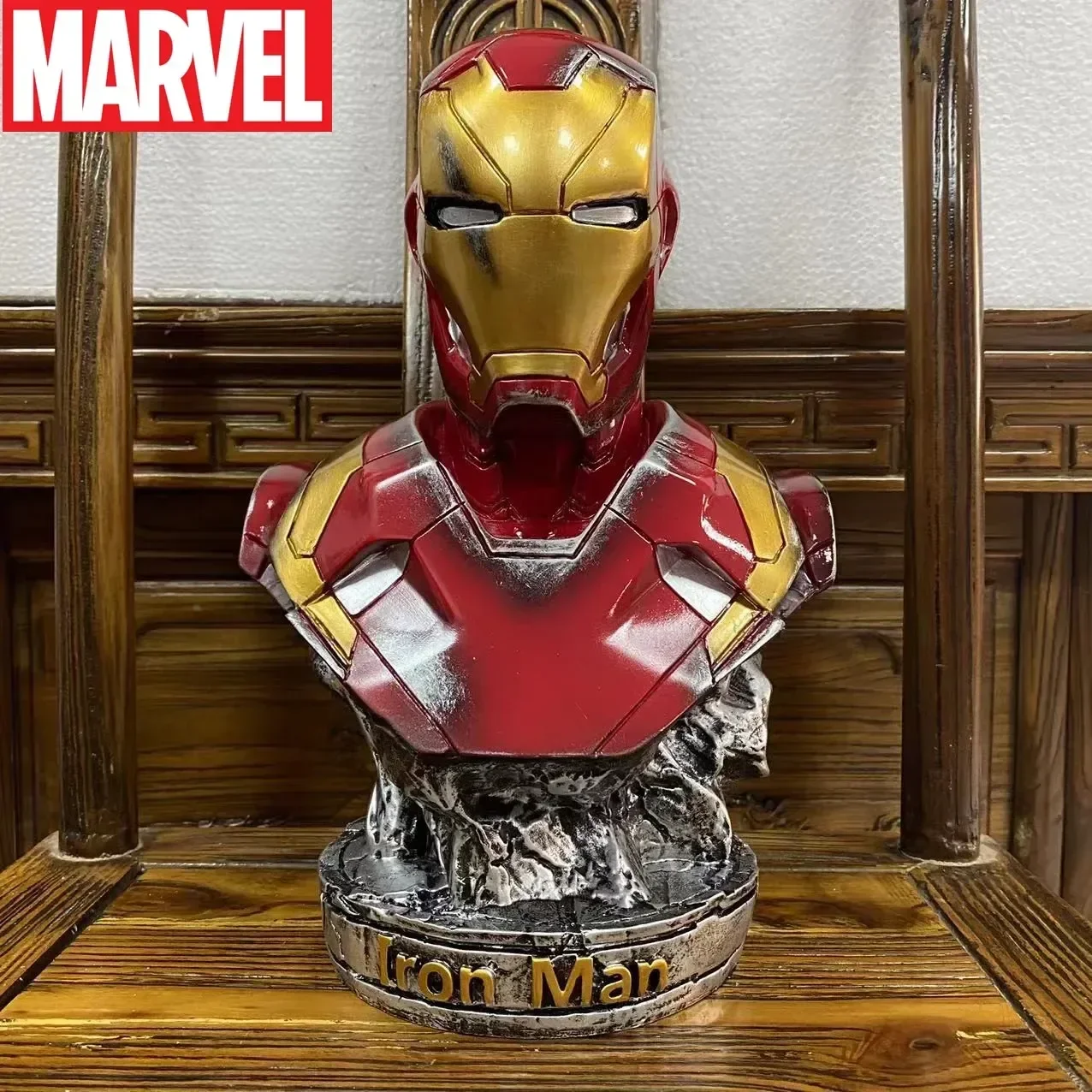 

Avengers Iron Man Anime Peripheral Marvel Black Panther Bust 1:1 Figure Bust Living Room Ornament Large Resin Collection Gifts