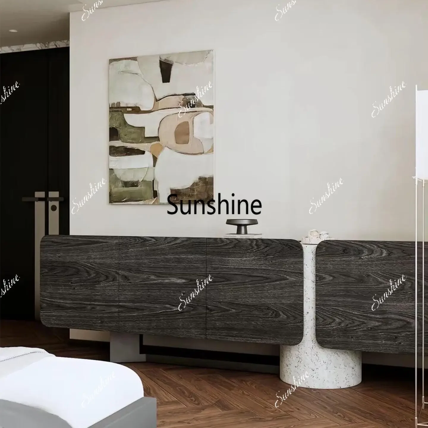 YLight luxury solid wood dining side cabinet Modern villa living room storage, design, floor