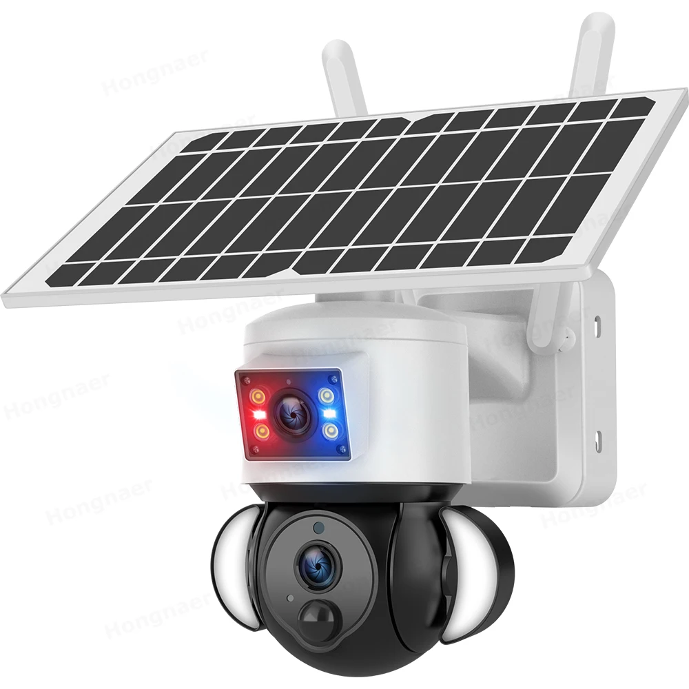 Hongnaer 6MP للرؤية الليلية مقاوم للماء الطاقة الشمسية اللاسلكية واي فاي الأمن CCTV IP كاميرا Ubox عدسة مزدوجة في الهواء الطلق واي فاي كاميرا تعمل بالطاقة الشمسية #1