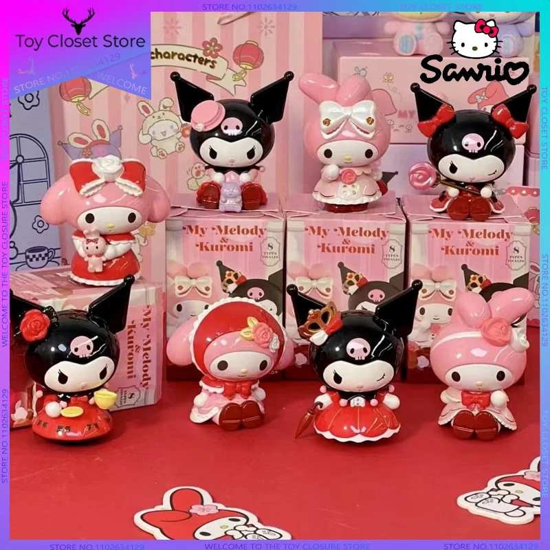 

Anime Sanrio My Melody Kuromi Blind Box Rose And Earl Series Action Figure Collection Pvc Decor Model Dolls Children Toys Gift