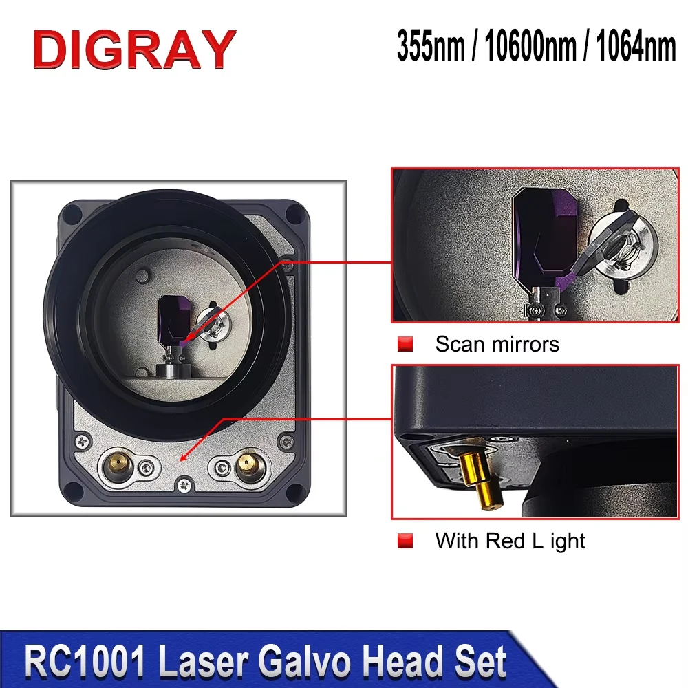 DIGRAY SINO-GALVO RC1001 UV & Co2 & 1064nm Fiber Laser Scanner Galvanometer Head Kit UV 355nm Co2 10.6um  Galvanometer Scanner