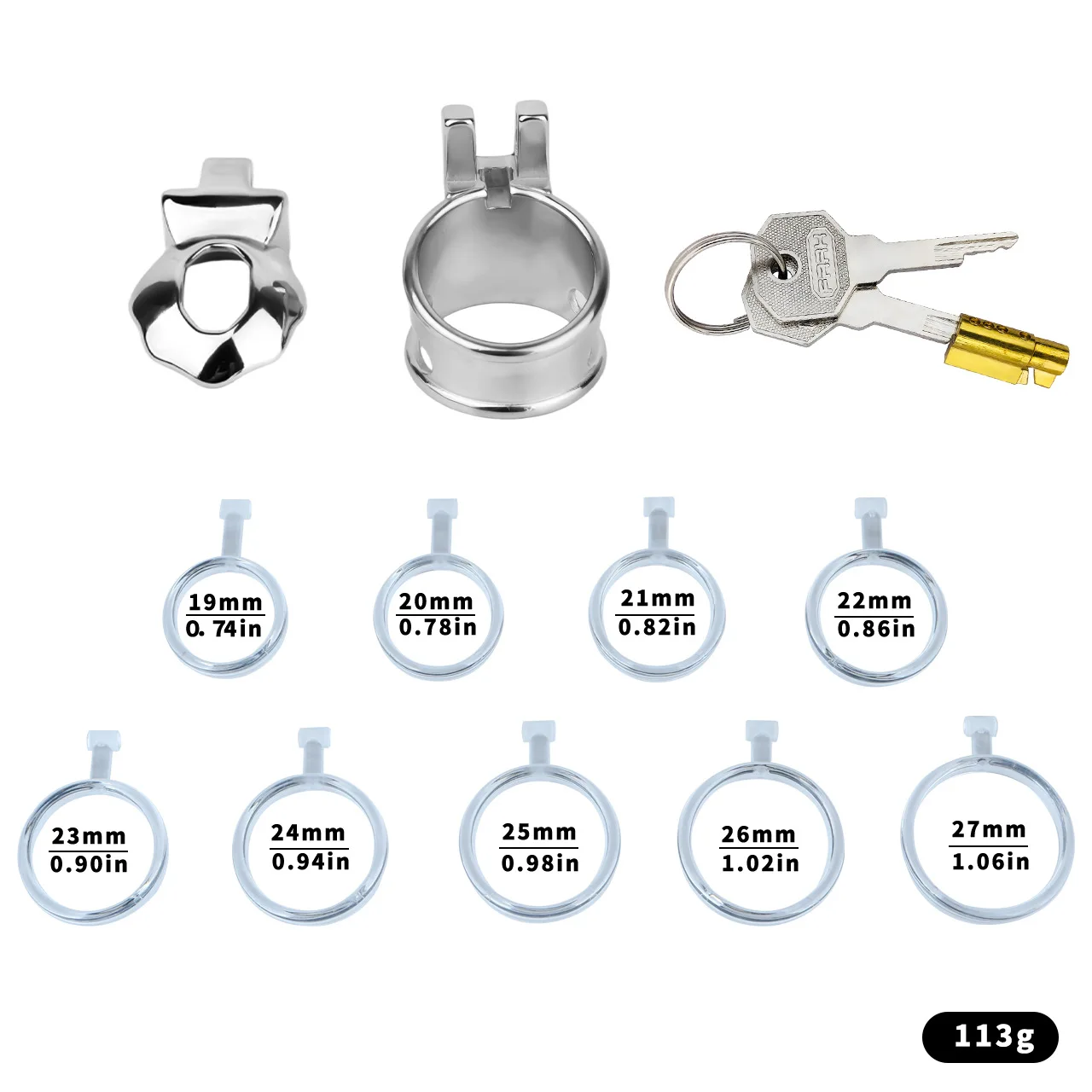 Fake girl hunting for novelty, men's metal stainless steel chastity lock, precision birdcage, glans lock without snap ring view 3
