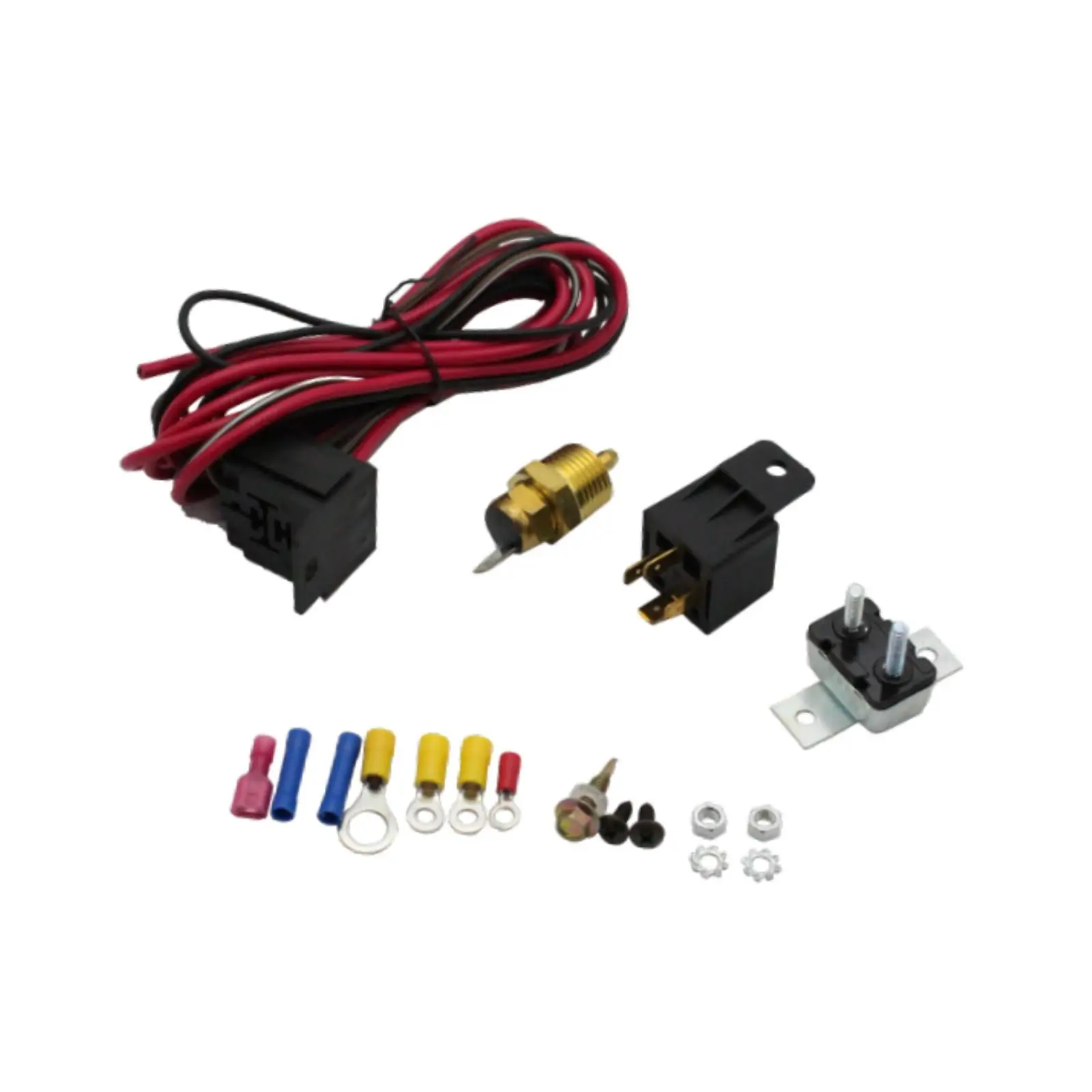 Electric Cooling Fan Thermostat Kit Electric Fan Relay Kit Metal Temp Sensors 175 to 185 Degree for 302 351W 347 352 360