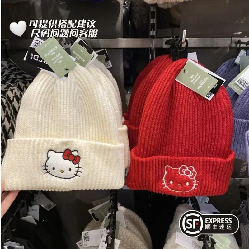 Hello Kitty Solid Color Knitted Beanies Hat Winter Warm Ski Hats Men Women Multicolor Skullies Caps Soft Elastic Cap Women's Hat