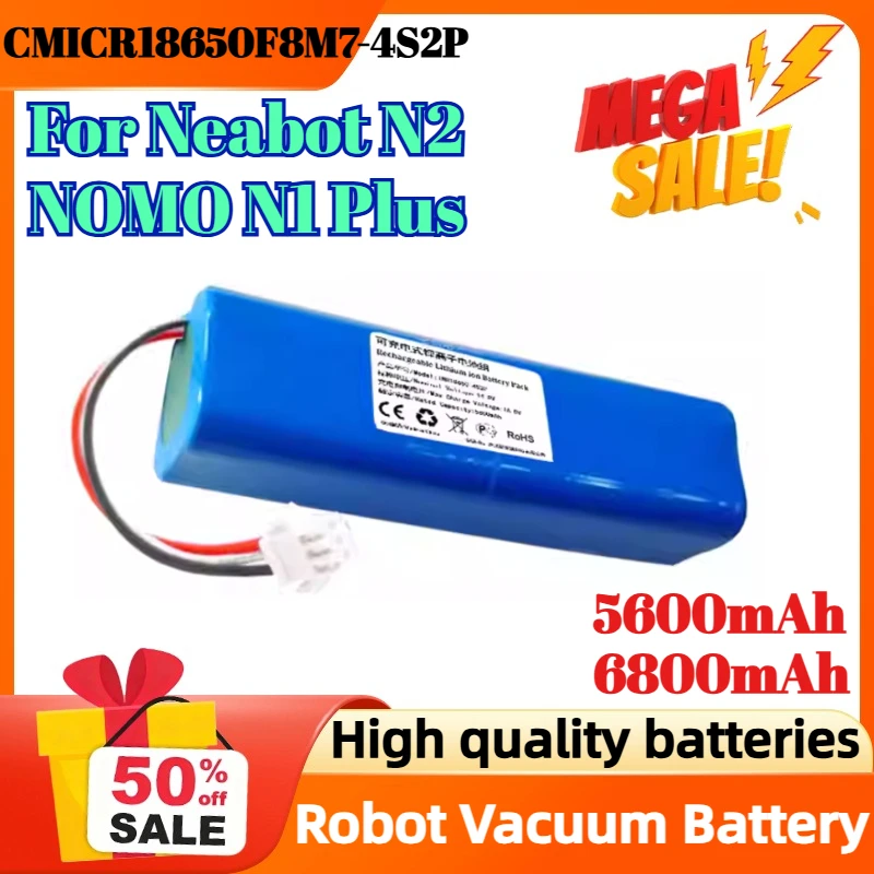 

CMICR18650F8M7-4S2P 5600mAh 6800mAh Robot Vacuum Battery for Neabot N2 NOMO N1 Plus Rechargeable Battery