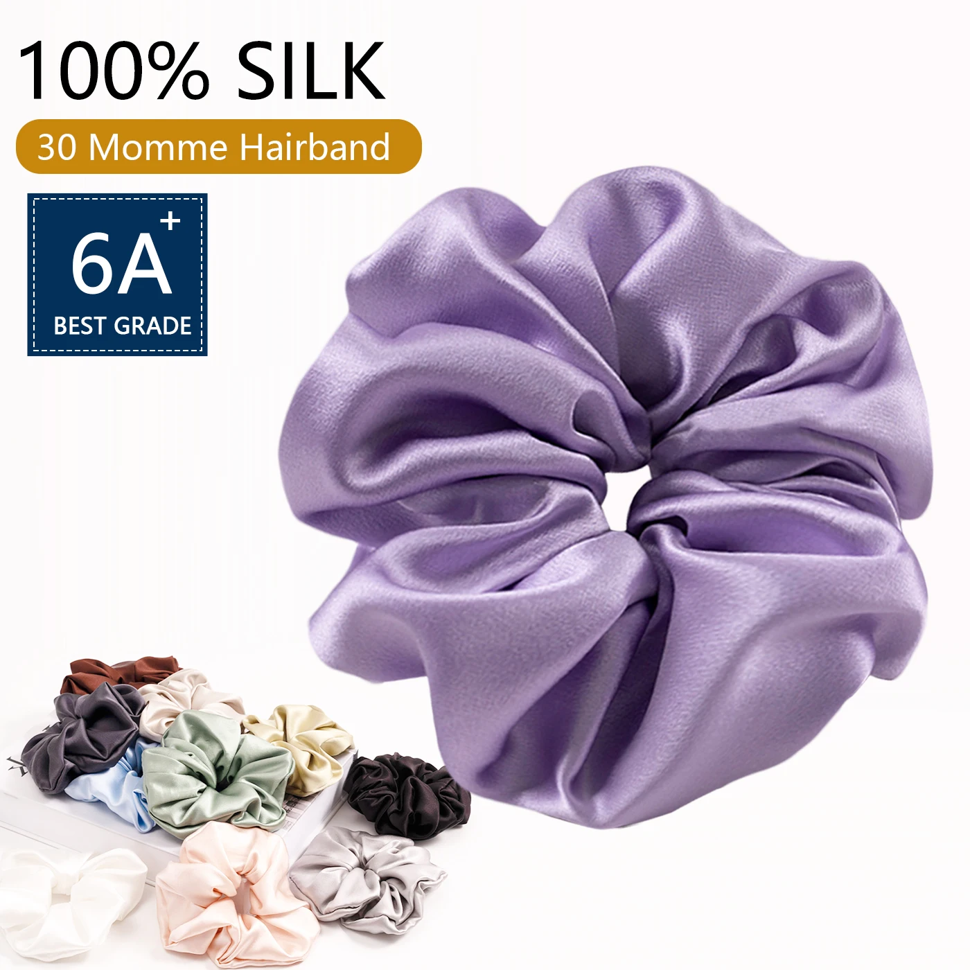 

30 Momme 100% Silk Hair Ties Scrunchies Hair Bands Hair Accessories Large Intestine 6cm Hair Rope Headwear Ponytail for Women