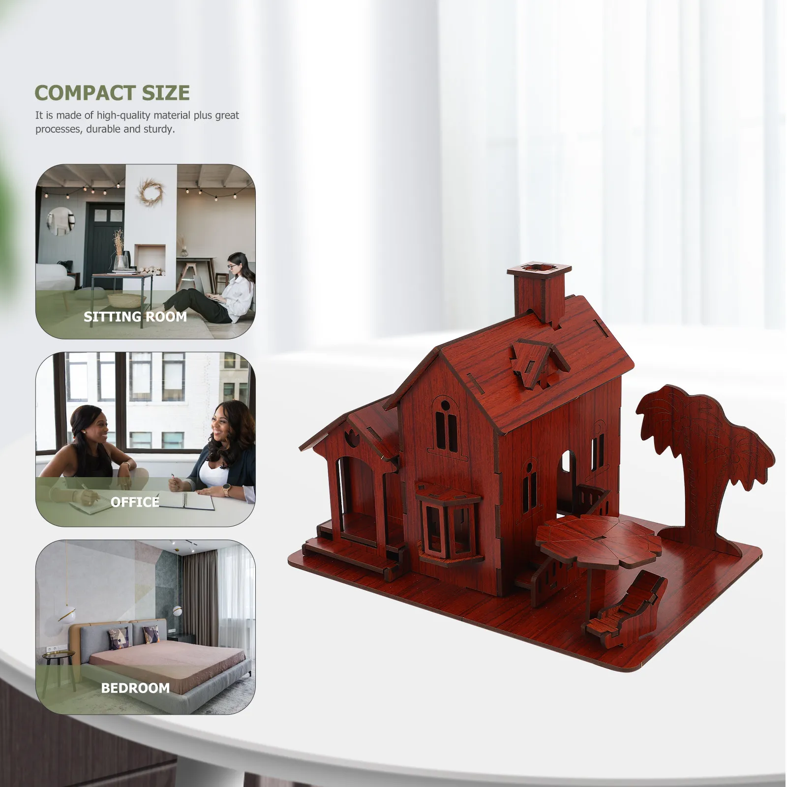 

1Pcs Villa Puzzle 3D Wooden House DIY Educational Plaything Assembled Villa Puzzle Desktop Ornament Educational Plaything