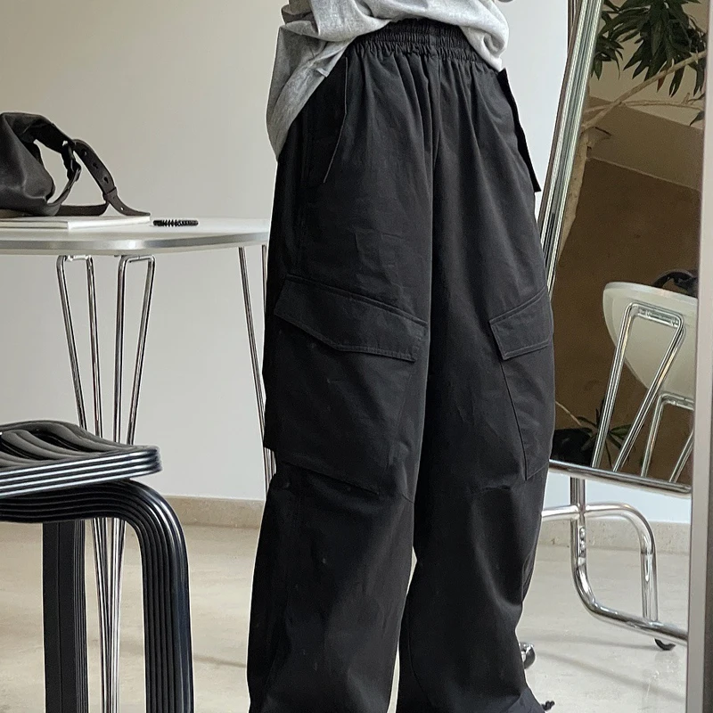 Spring Autumn Women's Casual Solid Color Pocket Decorative Loose Pants