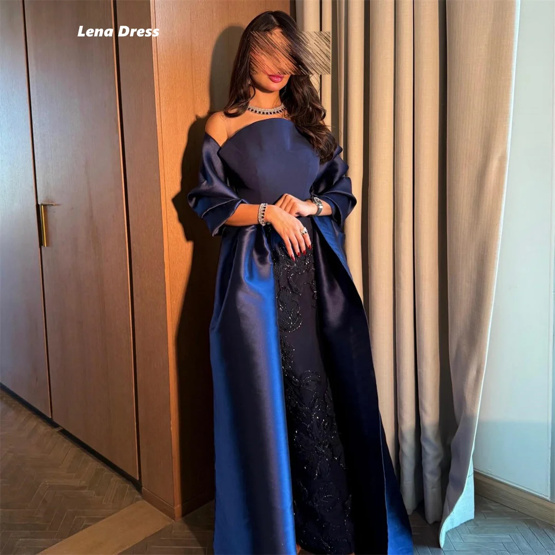 Lena Floral Lace Evening Dresses Woman Elegant Long Dresses for Special Occasions Dark Blue Customized Luxury Ball Dress Prom