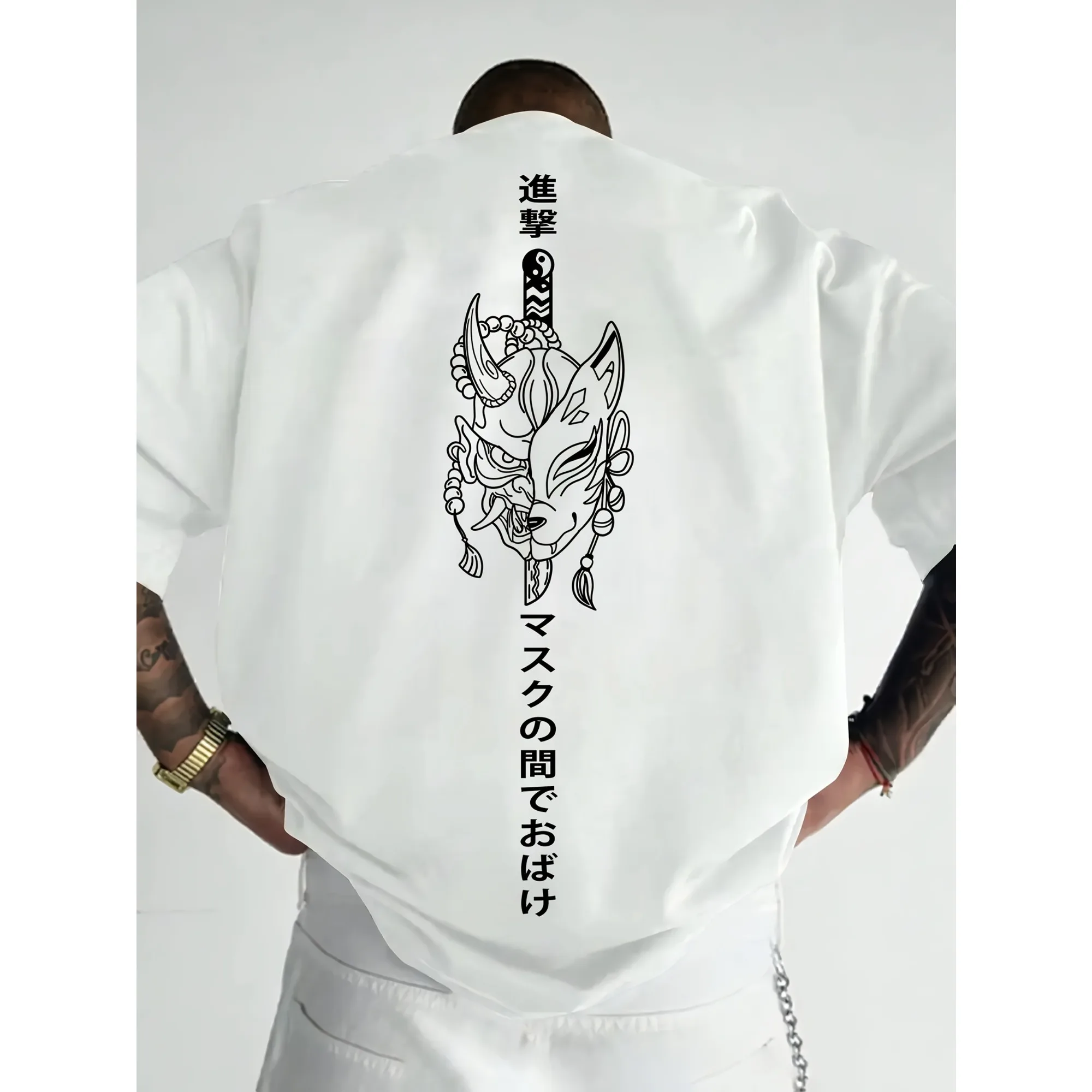 Hannya Kitsune Mask Graphic T-Shirt Men Women Harajuku Streetwear Aesthetic Tee Casual Cotton Short Sleeve Tops