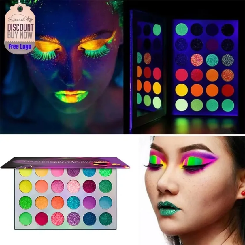 العلامة الخاصة 24 لون الفلورسنت عينيه لوحة مقاوم للماء بريق لامع عالية الصباغ طويلة الأمد ظلال العيون ماكياج السائبة