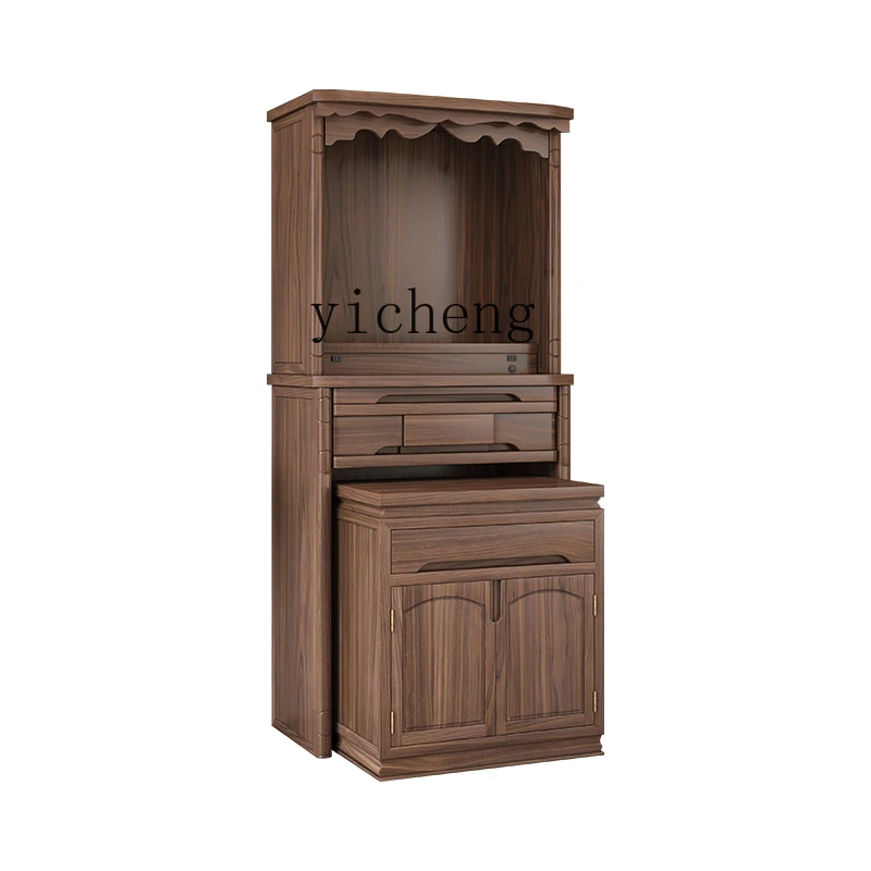 

ZK Shrine New Chinese Vertical Cabinet Black Walnut Solid Wood Shrine Platform Home Modern Offering