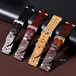 Breathable Genuine Leather Watch Strap Quick Release 20mm 22mm Cowhide Band Oil Wax Black Red Yellow Brown Women Men Watchbands