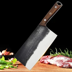 7.7 Inch Kitchen Knives Wood Handle Sharp Machete Cleaver Slicing Handmade Forged Chopper Knife Bone Meat And Poultry Tools