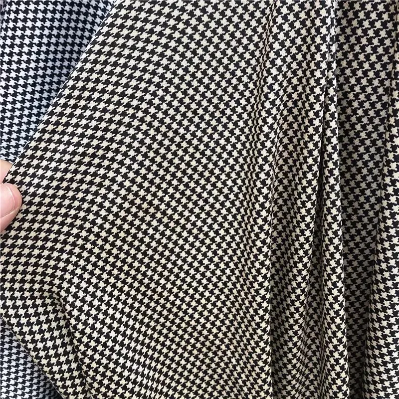 Houndstooth Checkered Linen Printed Fabric for Shirts Short Skirts Pants  Accessories Clothing Impermeable Fabric