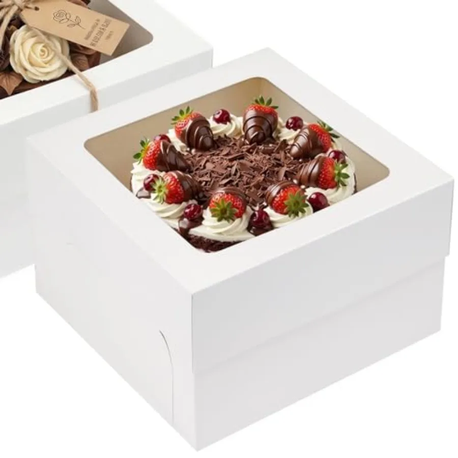 

30 шт. коробок для тортов 12x12x6 дюймов, квадратные кондитерские коробки с окном, Cajas Pasteles, для Дня святого Валентина, Дня матери, выпечки, шоколада