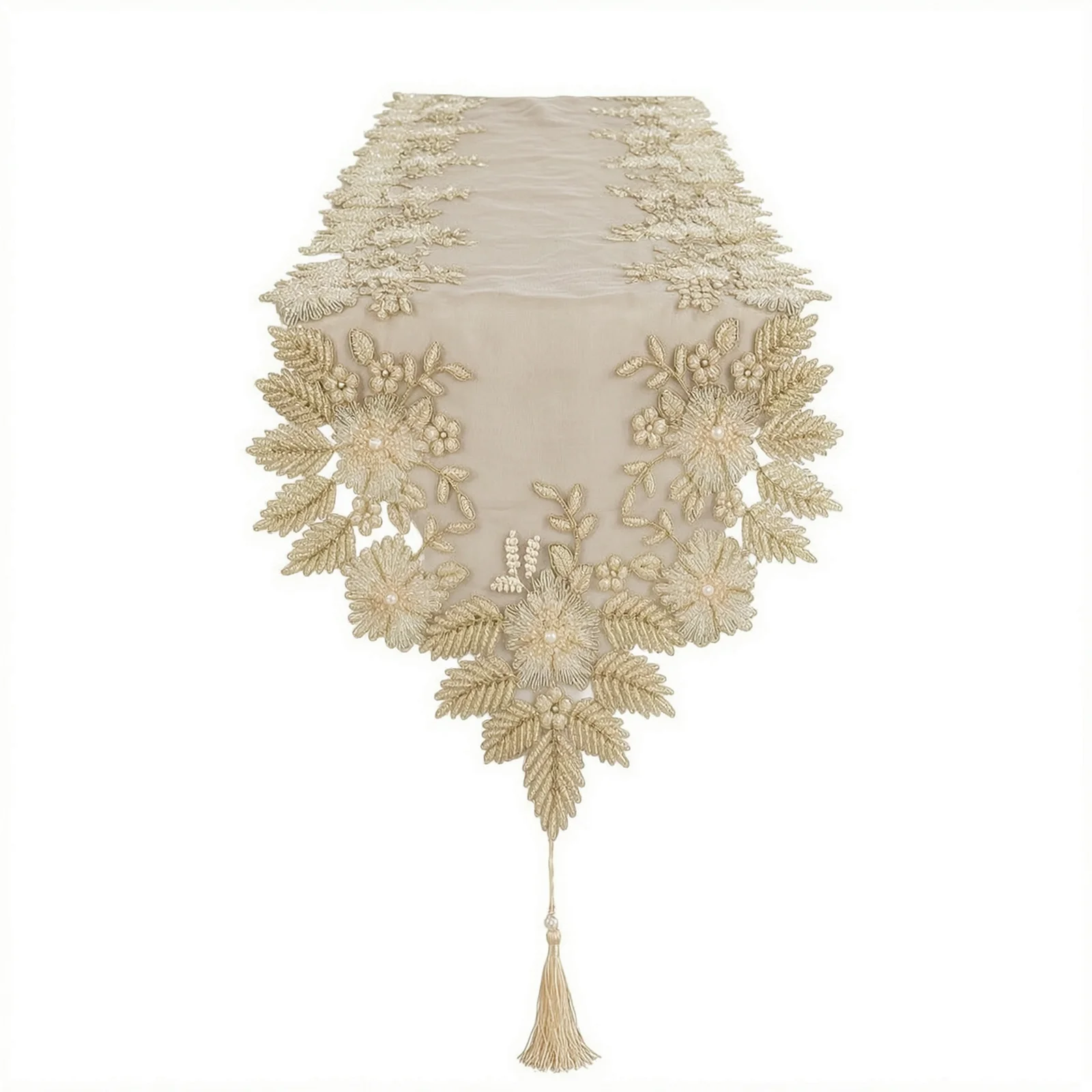 Lace Table Runner Dresser Scarf Modern Minimalist Style Floral Plant Pattern Protects Furniture