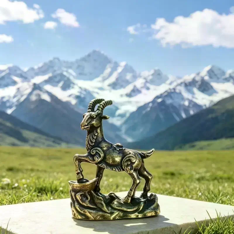 Zodiac Goat Metal Statue Fine Polished Sheep Ornament 1Pcs Stylish Tabletop Decor for Housewarming Birthday Gift