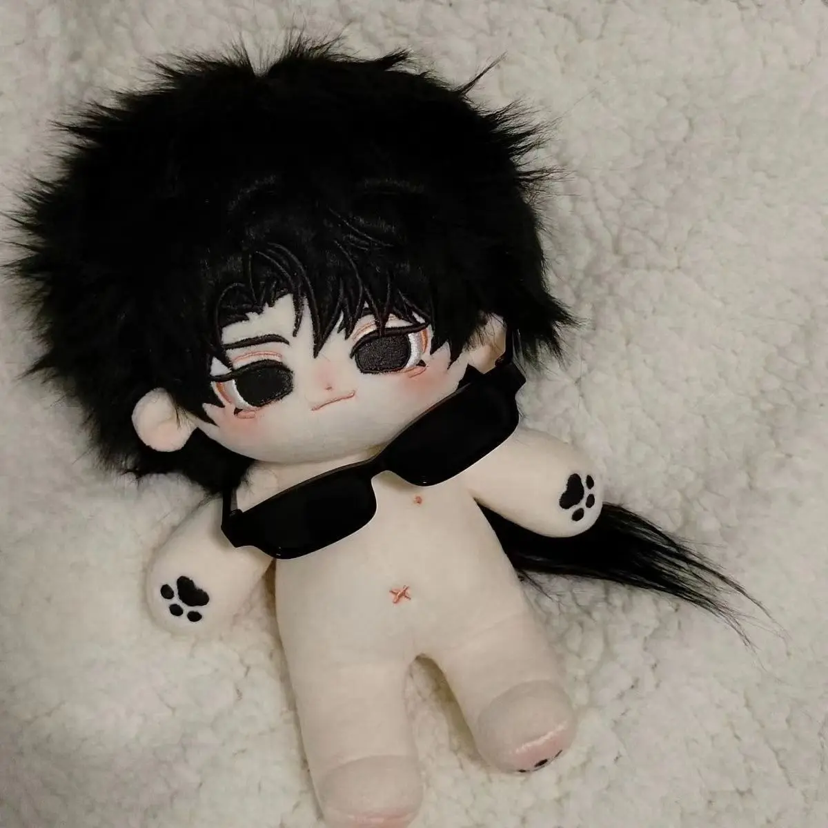 Stuffed Time Raiders muñeca de peluche de algodón, DMBJ, Hei, Yanjing, vestido, gafas negras Kawaii, regalo para hombre ciego, juguetes para niños y adultos, 20cm