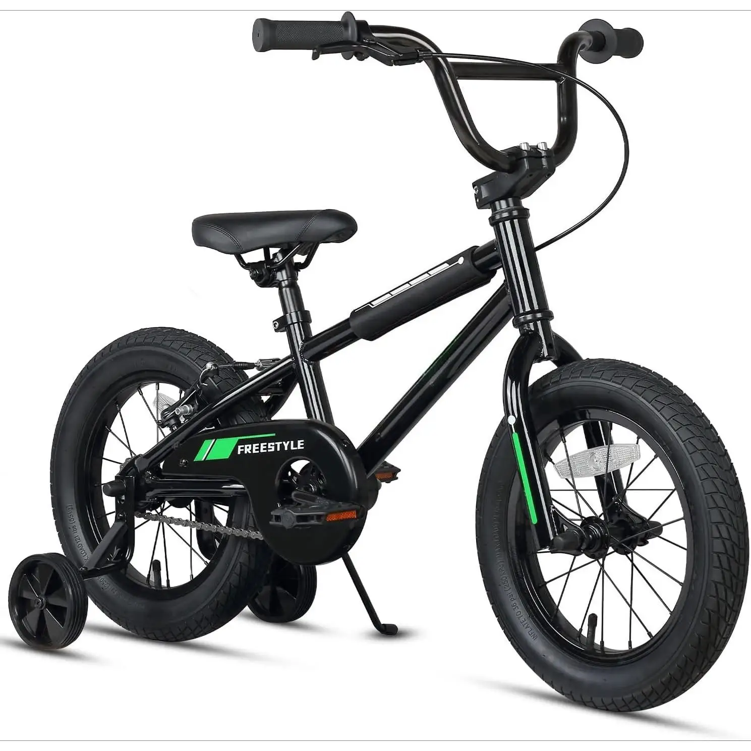 12 14 16 18 Inch Kids Bike BMX Style Bicycle with Training Wheels Coaster Brake for 1-10 Years Old Toddlers Boys Girls Black