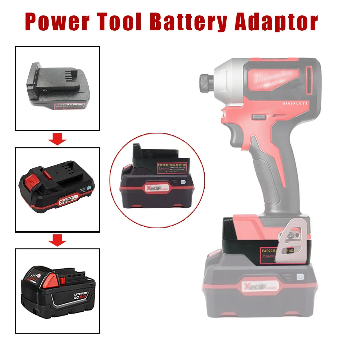 For Parkside 20V Lithium Batteries Battery Adapter Converter Compatible with For Milwaukee 18V Lithium Battery Power Tools Drill
