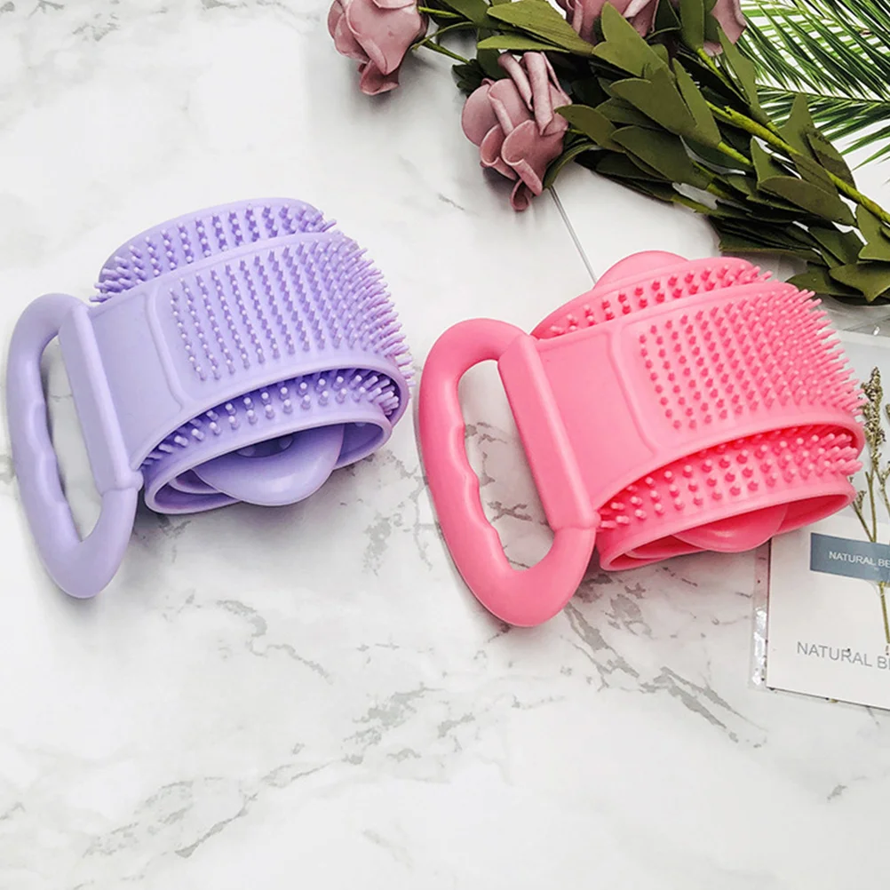 

Long Strip Silicone Bath Towel Purple Food Grade Silicone Back Shower Towel Back Rub Belt Bathing Supplies Bathing Supplies