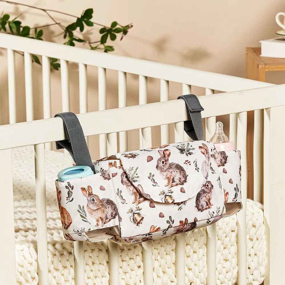 

Multifunctional Baby Stroller Bag Waterproof Large Capacity Stroller Storage Hanging Bag with Multiple Pockets Mom Handbag