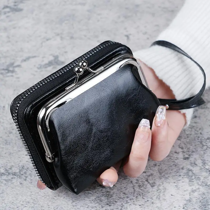 Women Wrist Strap Wallet Fashion Portable Short Large Capacity Coin Purse with Multi Card Slots for Shopping