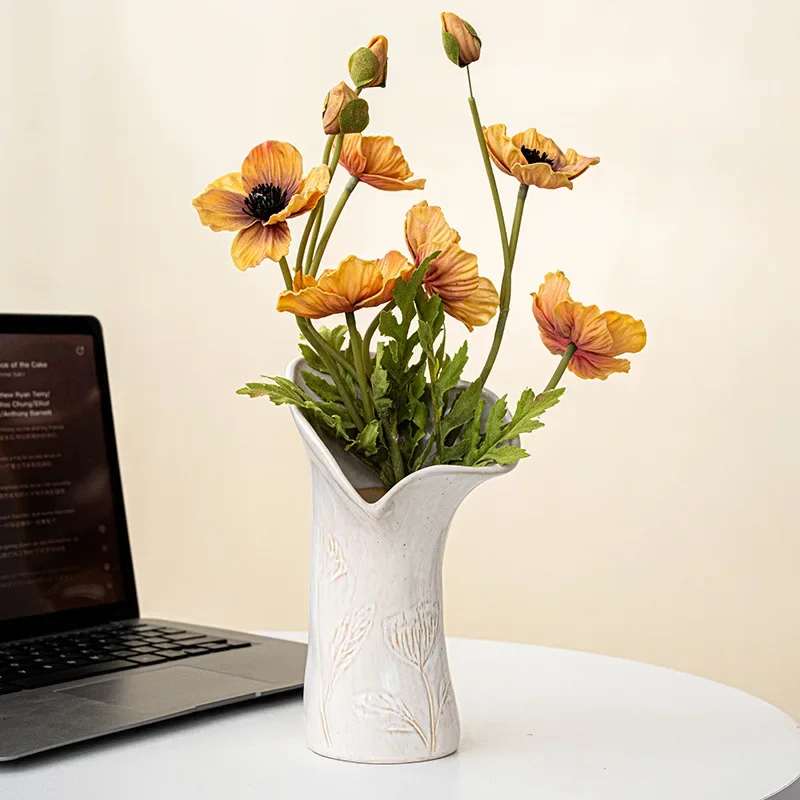 CAPIRON Nordic Ceramic Unique Shape Vase Minimalist Aesthetic Ornament Flower Arrangement  Bouquet Holder Centerpiece Home Deocr